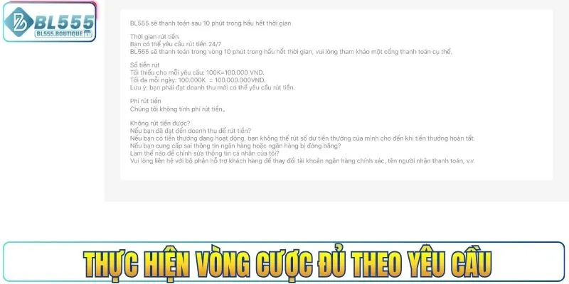 Thực hiện vòng cược đủ theo yêu cầu